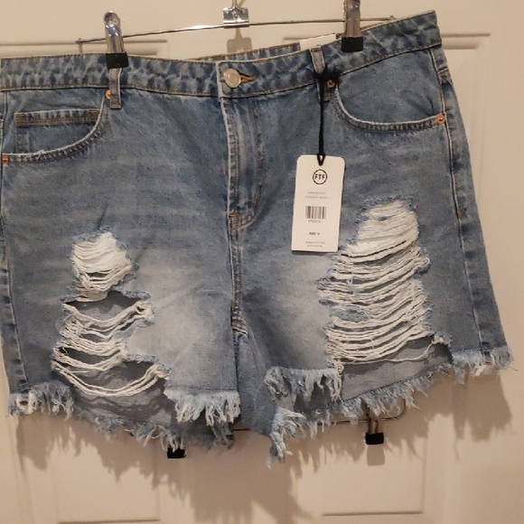 Fashion to Figure Pants - Fashion to Figure Light Blue Distressed Jean Shorts.
